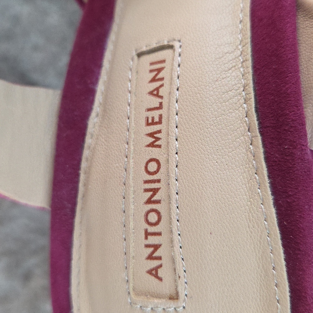 Antonio Melanie NWT Heeled Sandal Sling Back Magenta Suede Leather 9.5 M - Picture 12 of 16